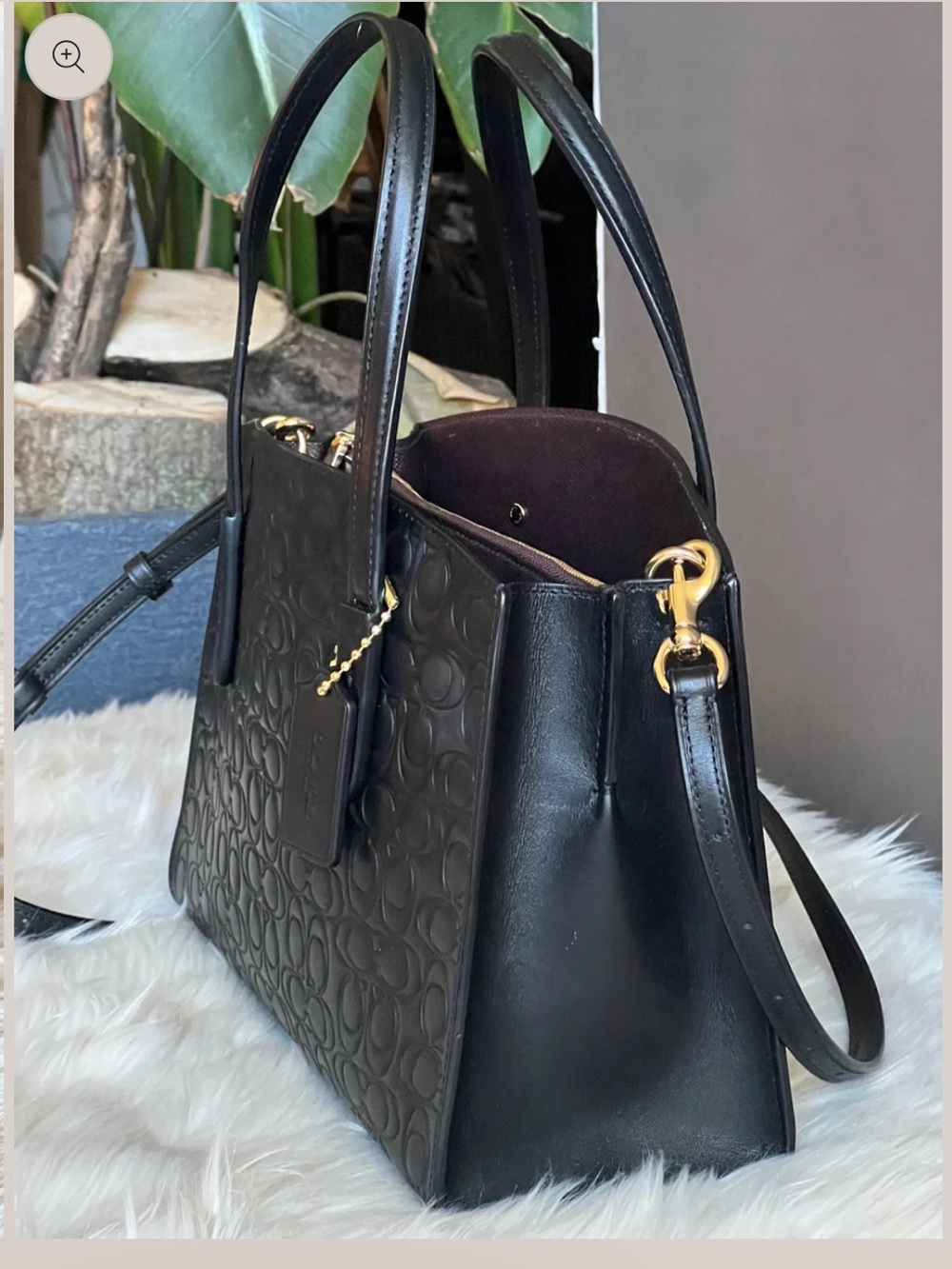 Coach Charlie Carryall 28 in Black Embossed Signature Leather - EUC - Picture 3 of 7